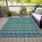 Homeroots 9' X 12' Teal Blue And Navy Blue Quatrefoil Washable Indoor Outdoor Area Rug 583256 - alternate 6