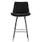 Elama 2 Piece Diamond Stitched Faux Leather Bar Chair in Black with Metal Legs ELM-799-19C-BLK - alternate 6