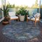 Homeroots 8' Teal Blue And Charcoal Round Floral Washable Indoor Outdoor Area Rug 604164 - alternate 4