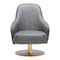 Homeroots 28" Gray And Gold Faux Leather And Faux Leather Swivel Arm Chair 556467 - alternate 5