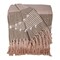 Homeroots 50" X 60" Brown and Tan Woven Cotton Striped Throw Blanket with Fringe and Embroidery 548939 - alternate 1