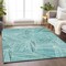 Homeroots 3' X 5' Teal Blue And Ivory Geometric Washable Indoor Outdoor Area Rug 594809 - alternate 6