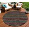 Homeroots 8' Black Green And Gold Round Striped Washable Indoor Outdoor Area Rug 588240 - alternate 1