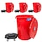 Magnum Tool Red 44 Gallon Trash Can Set, Trash Can, Quiet Dolly, and Reinforced Lid, 4 Set CMTC-CLD0-44R04 - alternate 1