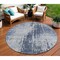Homeroots 8' Navy Blue And Sky Blue Round Abstract Washable Indoor Outdoor Area Rug 587292 - alternate 1