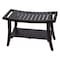 Homeroots 30" Dark Brown Teak Rectangular Shower Bench With Shelf 376670 - alternate 3