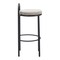 Homeroots Set of Two 30" Beige and Black Chenille and Steel Low Back Bar Height Bar Chairs, 2PK 555725 - alternate 2