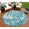 Homeroots 8' Teal Blue And Ivory Round Abstract Washable Indoor Outdoor Area Rug 613376 - alternate 1