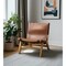 Homeroots 32" Brown and Natural Genuine Leather and Solid Wood Slipper Chair 606001 - alternate 5