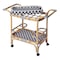 Homeroots 35in Navy Blue White And Natural Rolling Rattan Bar Cart 388948 - alternate 7