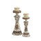 Homeroots Set of 2 Beige And Brown Vintage Pillar Tabletop Candle Holders, 2PK 468832 - alternate 5