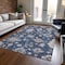 Homeroots 5' X 8' Navy Blue Beige And Gray Floral Washable Indoor Outdoor Area Rug 606165 - alternate 5