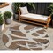 Homeroots 8' Brown Beige And Gray Round Abstract Washable Indoor Outdoor Area Rug 599114 - alternate 1