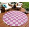 Homeroots 8' Blush And Ivory Round Polka Dot Washable Indoor Outdoor Area Rug 614877 - alternate 1
