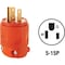 Leviton 15A 125V 3-Wire 2-Pole Residential Grade Cord Plug Orange 012-515PV-0OR - alternate 1