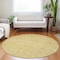 Homeroots 8' Gold And Ivory Round Floral Washable Indoor Outdoor Area Rug 581866 - alternate 5