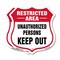 Signmission Restricted Area Shield Sign Unauthorized, 12 inch X 12 inch, Plastic Sign, 2PK SHI-P-2PACK-12-457 - alternate 1