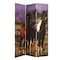 Homeroots 72" Brown Canvas Folding Three Panel Screen Room Divider 274695 - alternate 1