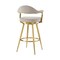 Homeroots 30" Taupe and Gold Fabric and Stainless Steel Bar Height Swivel Bar Chair 569153 - alternate 7
