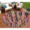 Homeroots 8' Pink Black And Green Round Striped Washable Indoor Outdoor Area Rug 603229 - alternate 1
