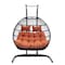 Leisuremod Wicker 2 Person Double Folding Hanging Egg Swing Chair Orange Cushions ESCF52OR - alternate 5