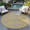 Homeroots 8' Gold And Ivory Round Geometric Washable Indoor Outdoor Area Rug 598742 - alternate 6