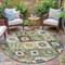 Homeroots 8' Fern Green Gold And Charcoal Round Southwestern Washable Indoor Outdoor Area Rug 632265 - alternate 5