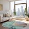 Homeroots 8' Round Teal Round Abstract Washable Non Skid Indoor Outdoor Area Rug 559717 - alternate 6