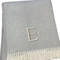 Homeroots 55" X 70" Gray White Herringbone Cotton Blend E Initial Throw Blanket with Tassels Embroidery 655528 - alternate 3
