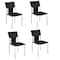Homeroots Set of Four Black and Silver Metal and Leather Partially Open Back Dining Side Chairs, 4PK 553901 - alternate 6
