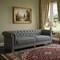 Homeroots 92" Dark Gray Linen Chesterfield Wood Sofa 543989 - alternate 3