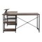 Homeroots 59" Walnut Wood and Stainless Steel L Shape Computer Desk 723781 - alternate 5