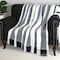 Homeroots Black and White Woven Cotton Striped Throw Blanket 478676 - alternate 5