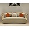 Homeroots 41" Beige Velvet Curved Sofa And Toss Pillows With Natural Legs 348220 - alternate 6