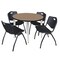 Regency Round Kahlo Breakroom Table W/ 4 M Stack Chairs, 36 in W, 36 in L, Noble Oak TPL36RNDNOCM47BK - alternate 1