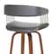 Armen Living Topanga 26in Swivel Walnut Wood Counter Stool in Gray Faux Leather with Golden Bronze Metal LCTOBAWAGRY26 - alternate 5