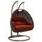Leisuremod Mendoza Dark Brown Wicker Hanging 2 person Egg Swing Chair with Cherry Cushions MSCDBR-53CHR - alternate 1