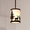 Vaxcel Acadia Bronze Rustic Mini Pendant Ceiling Light White Linen Shade Deer and Tree P0417 - alternate 4