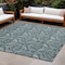 Homeroots 8' X 10' Teal Damask Washable Non Skid Indoor Outdoor Area Rug 563904 - alternate 1