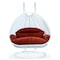 Leisuremod White Wicker Hanging 2 person Egg Swing Chair with Dark Orange Cushions ESCW-57DOR - alternate 1