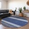 Homeroots 8' Navy Blue Sky Blue And Charcoal Round Abstract Washable Indoor Outdoor Area Rug 615280 - alternate 4