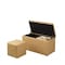 Homeroots 17in Yellow and Brown Upholstered Faux Leather Bench with Flip top 469430 - alternate 5