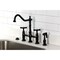 Kingston Brass Bridge Kitchen Faucet with Brass Sprayer, Matte Black KS1270BEXBS - alternate 2