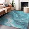 Homeroots 3' X 5' Teal Blue Gray And Ivory Abstract Washable Indoor Outdoor Area Rug 618208 - alternate 5