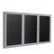 Ghent 3 Door Enclosed Flannel Letter Board, Satin Aluminum Frame, 3'H x 6'W, Black PA33672B-BK - alternate 1
