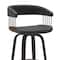 Armen Living Topanga 30.5in Swivel Black Wood Bar Stool in Black Faux Leather with Golden Bronze Metal LCTOBABLKBLK30 - alternate 6