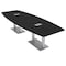 Skutchi Designs Boat Conference Table With Power Unit, 48 in W, 144 in L, Black HAR-BOT-48x144-DOU-U999ST19-ESIL - alternate 1