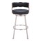 Homeroots 31" Black And Silver Faux Leather And Stainless Steel Low Back Bar Height Swivel Bar Chair 555769 - alternate 7