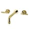 Kingston Brass Two-Handle Wall Mount Tub Faucet with Knurled Handle, Polished Brass KS8022KNL - alternate 1