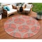 Homeroots 8' Coral And Taupe Round Geometric Washable Indoor Outdoor Area Rug 613490 - alternate 1